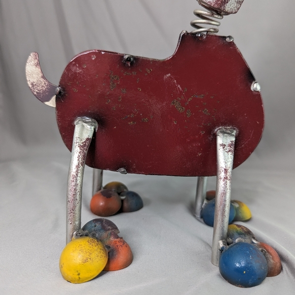 Vtg Dog Metal Hand Made Modernism Welded Spring Neck Bobblehead Art Home Decor - Picture 9 of 12